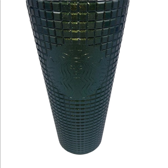 STARBUCKS Holiday 2021 Dark Green Grid Disco Tumbler NWT - Picture 3 of 5